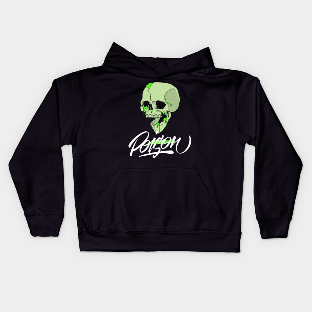 Skull Green Liquid Poisoned Kids Hoodie by Ronald M. Wing